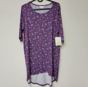 LulaRoe Irma floral Tunic top Purple XXS